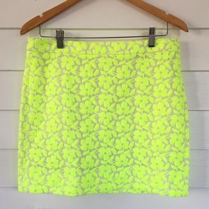 J. CREW BRIGHT YELLOW EMBROIDERED MINI SKIRT WOMENS SIZE 6